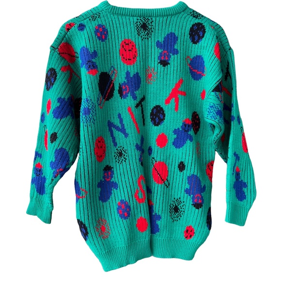 Vintage 80s or 90s eccentric quirky pullover /  knit sweater - Picture 2 of 5